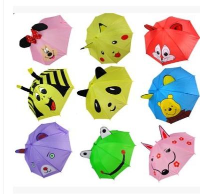 China Kids Manual Open Straight Stick Umbrella J Handle Paraplu Cheap Custom 3d Animals Print Kid Children Cartoon Animal Umbrella for sale