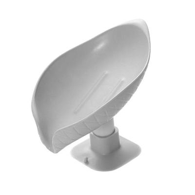 China Modern Leaf Shaped Flowing Dish Tray Bathroom Supplies Soap Box Bathroom Shower Soap Holder Sponge Storage Dish for sale