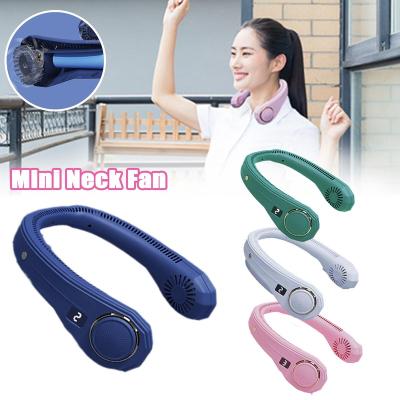 China Without New 2022 USB Hanging Paddle Neck Fan Charging Lazy Small Portable Fan Student Desk Sports Hanging Fan Without Neck Sheets for sale