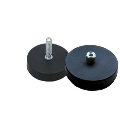 China Magnet Diameter 43mm Strength 8 KGF Neodymium Industrial Pull Magnet With Black Rubber Coated Magnet for sale