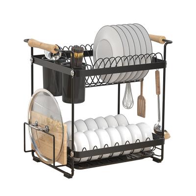 China Modern Household Shelving Stainless Steel Storage Kichen Rack Dish Double-Layer Dish Drain Rack for sale