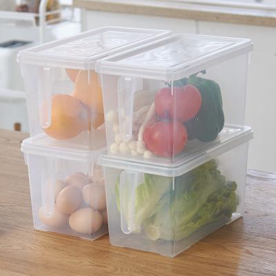 China Hot-selling Plastic Transparent Refrigerator Storage Bins Freshness Keeping Refrigerator Food Containers With Handle for sale