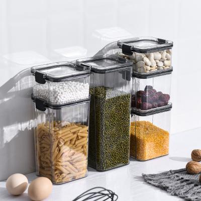 China Multifunctional Freshness Keeping 8 Pcs In Set Clear Plastic Rice Storage Bin With Lid Storage Bins For Refrigerators for sale