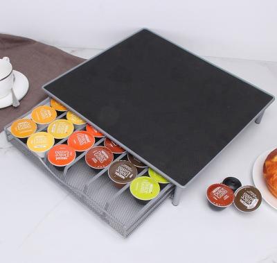 China Creative Sustainable Kitchen Desk Metal Storage Bracket Drawer Capsule Coffee Rack for sale