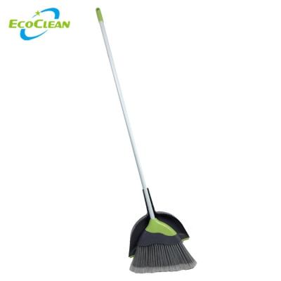 China Interior Details Cleaning EcoClean Long Handle Plastic Angle Sweeping Broom With Removable Dustpan Set for sale