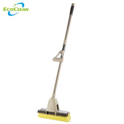 China Super Sustainable EcoClean Water Absorbing Telescopic Floor Cleaning PVA Sponge Roller Mop With Brush for sale