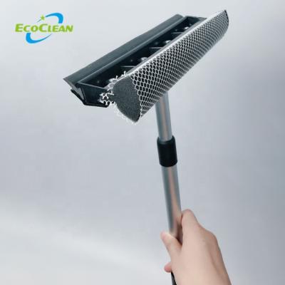 China EcoClean China BSCI Sponge Window Brush Cleaner Viable Telescopic Aluminum Window Wiper with Blade Rubber Squeegee for sale