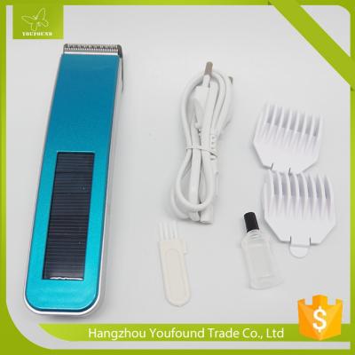 China GM-759 Electric Rechargeable Hair Clipper with Solar Panel 600mAh Hair Trimmer for sale