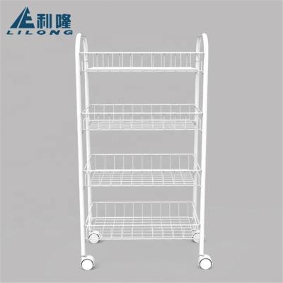 China Kitchen Living Room China Manufacturer Powder Coating Vegetable and Fruit Storage Trolley 3 Tier Bathroom Trolley Steel Storage Trolley for sale