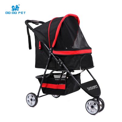 China Wholesale Eco-friendly Feature Sustainable High Quality 3 Wheels Iron Stroller Pet Stroller / Wholesale Foldable Pet Trolley For Outdoor for sale