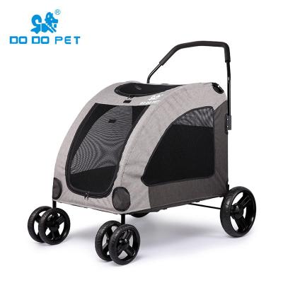 China Detachable Outdoor Dog Pet Trolley Carrier Factory Detachable Pet 4 Wheel Folding Stroller Product Luxury Largest Viable For Large Animal JX for sale