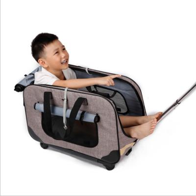 China Viable Multifunctional Pet Carrier Bag Carrier Outdoor Rolling Luxury Pet Trolley Bag for sale