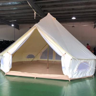 China Waterproof Luxury Camping Indian Bell Tent Glamping Tent Cotton Canvas Large Bell Tent With Stove Jack Hole for sale