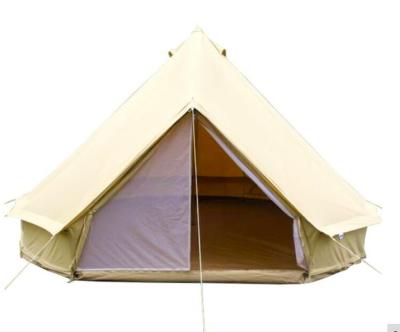 China Straight Tying Type Waterproof Cotton Steel Canvas 4m Tube Glamping Bell Tent for sale