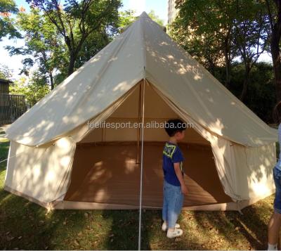 China 5M Insurance Steel Flame Resistant Glamping Steel Tube Cotton Canvas Waterproof Bell Tent for sale