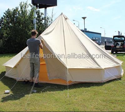 China 100% Cotton Canvas Outdoor Camping Fire Resistant Bell Tent 5m for sale