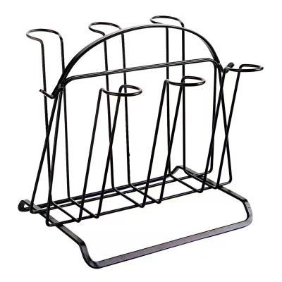 China Stocked 6 Cup Holder Glass Rack Iron Kitchen Rack Finest Quality Customized Shape Restaurant Tableware Glass Holder for sale