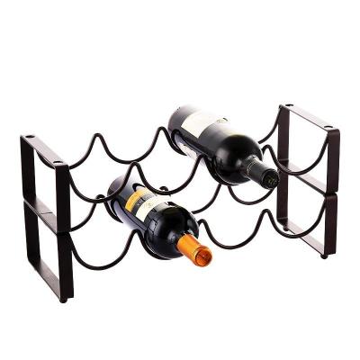 China Stocked Durable Iron Wine Bottle Holders Creative Practical Home Living Room Decorative Cabinet Wine Display Storage Racks Bar Wine Rack for sale