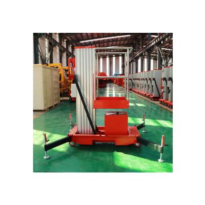 China Hotels CE Approved Aluminum Alloy Hydraulic Aerial Work Platform Single Mast Vertical Lift Aerial Work Platform for sale