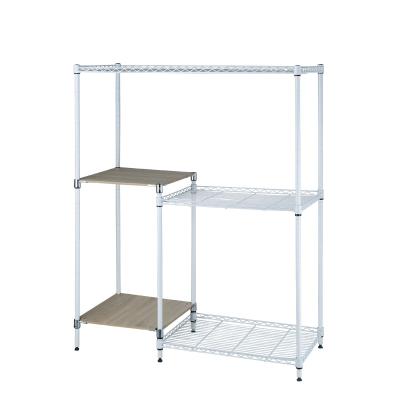 China New Arrival Microwave Oven Rack Standing Shelf For Kitchen Sustainable Products Of All Types Metal Iron Combination Particleboard Rack for sale