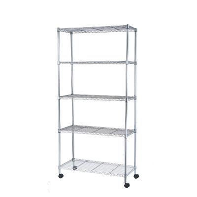 China Wholesale NSF Household Viable Dots 5 Tier Wire Drawers and Cabinet Organizers Multifunctional Chrome Metal Shelf Rack for sale