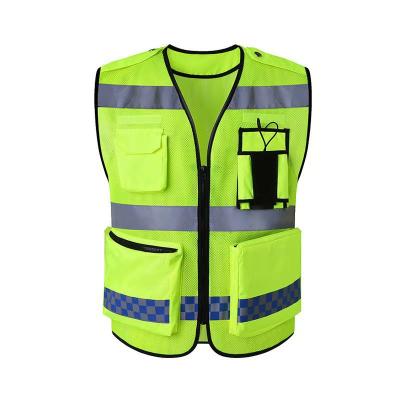 China Safety Waterproof Vest With Pockets Work Wear Safety Vest Reflective Marks Safety Reflective Vest With Logo Workwear for sale