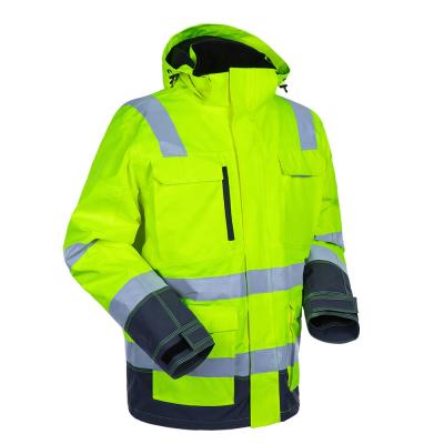 China Water Proof Work Clothes Worker High Visibility Reflective Waterproof Jacket Winter Reflective Custom Jacket for sale