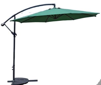 China Modern Outdoor Patio Hotel Garden Aluminum Steel With Banana Crank Style Cross Base Metal Fin Parasol Hanging Cantilever Umbrella for sale