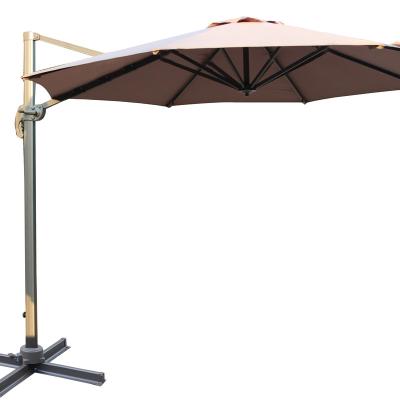 China Roma Outdoor Aluminum Outdoor Cantilever Umbrella Garden Furniture Hanging Parasol with Crank Cross Base 360 ​​Degree Rotating Low Parasol for sale