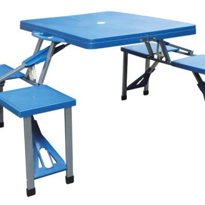 China Easy carry camping portable table and pp chair set blue plastic suitcase table box ad polyfoam garden beach patio outdoor picnic for sale