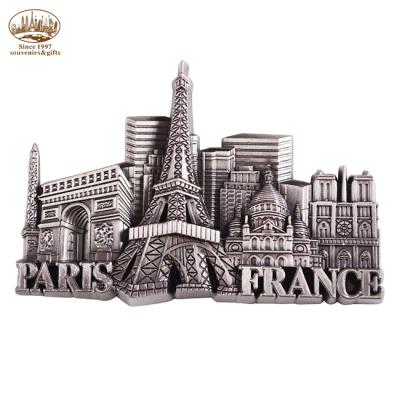 China Paris high quality zinc alloy city fashion low price metal souvenir tourist fridge magnets for sale