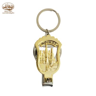 China Hot Sale Fashion Souvenirs Gold Engraved Key Chains Nail Clippers Bottle Opener for sale