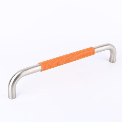 China Heat Resistance Stainless Steel Oven Metal Handle Clad Handle With Soft PE Pad Cover for sale