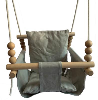 China Modern High Back Swing Seat Hanging Chair for Toddler Baby Hammock Chair with Wooden Beads and Rings for sale