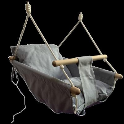 China Modern Baby Canvas Hammock Chair Wooden Hanging Swing Seat For Toddler With Comfortable Cotton Cushion And Hanging Material for sale