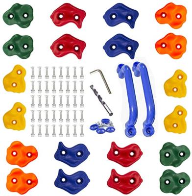 China 20pcs Colorful PP Pig Nose Shape Kids Climbing Holds Set Indoor and Outdoor Kids Playground Building with Two Blue Handles for sale