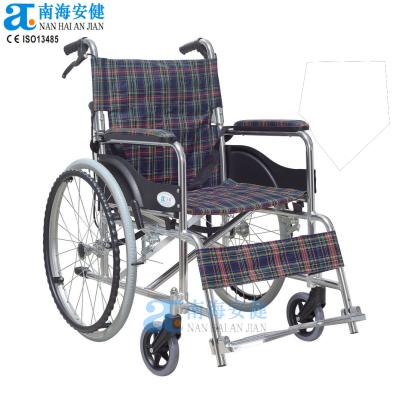 China AJ-106 Aluminum Handicapped Wrought Therapy Equipment Handbrake Oval Wheelchair With Foldable Backrest for sale