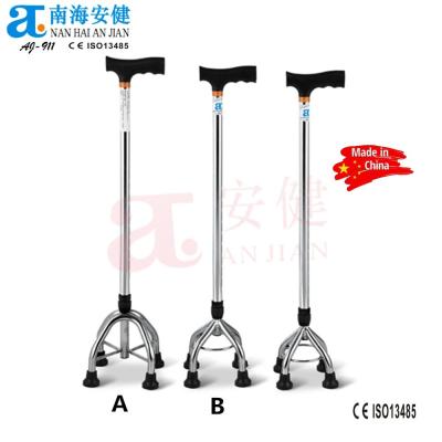 China AJ-911L Disability Quad Cane Al Aluminum Pediatric Recommended Adjustable Crutches Walking Aids Walking Stick for sale