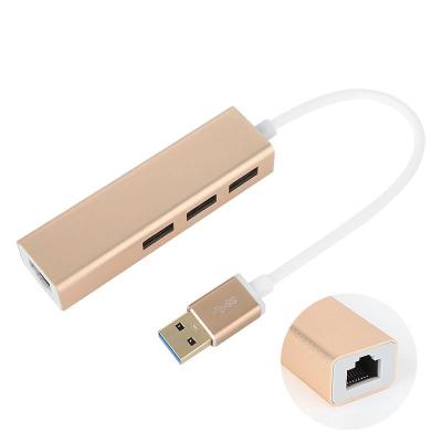 China LAPTOP USB 3.0 Ethernet 2.0 Adapter to RJ45 Lan Network Card Cable 3 Left HUB for MACBOOK Mac DELL ASUS Lenovo IOS Android Laptop PC for sale