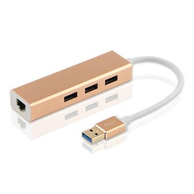 China Desktop Aluminum USB 3.0 to LAN 3 Port USB Ethernet Adapter, USB3.0 to RJ45 1000Mbps USB Hub Gigabit Ethernet Adapter for sale