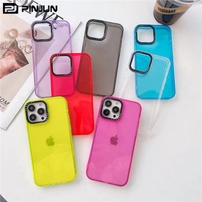 China New style shockproof straight edge design case for iphone 13 pro max candy color tpu scratch proof cell phone cover transparent for sale