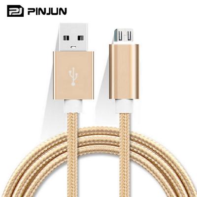 China High quality 2A metal flat head COMPUTER fast charging cable gold, for iphone cable nylon braided for sale