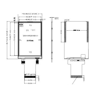 China Factory Price Cheap Mobile Display Fashion Black Normally Transmissive Touch 3.5 Inch 3.5 Inch Screen LCD Display Panel for sale