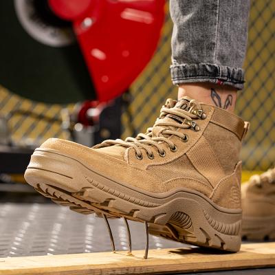 China Shock Absorbent With Air Cushion Heel Leather Work Boots Steel Toe Construction For Men Safety for sale