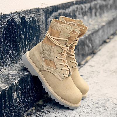 China Winter Unisex Wholesale Thermal Autumn Genuine Leather Shoes Desert Increasing Military Women Men's Boots for sale