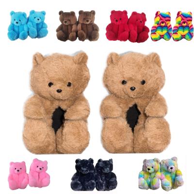 China Teddy Bear Slippers 23 Colors Teddybear Thick Cotton To Keep Warm Blue Plush Teddy Bear House Shoes Kids Slippers For Women for sale