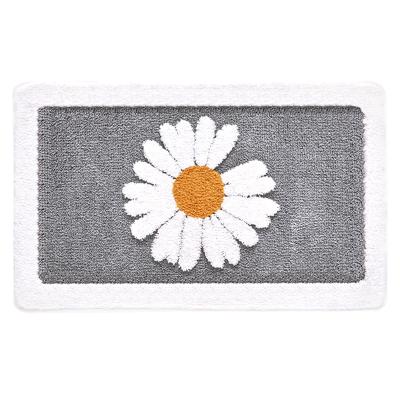 China Washable Bathroom Mat Absorbent Foot Mat Cartoon Daisy Flocking Floor Mat Home Toilet Door Mat Anti-Slip for sale