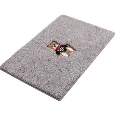 China Washable Bear Cake Velvet Home Bedroom Carpet Mat Custom Toilet Padded Bathroom Mat Absorbent Non-slip Mat for sale