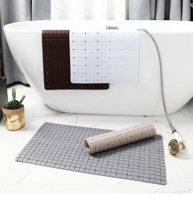 China Stain Resistant Plaid Bathroom Rug Shower Room Floor Mat Non-Slip Toilet Mat With Suction Cup for sale