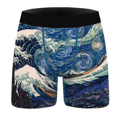 China Antibacterial Printing High Quality Custom Logo Men's Boxer Briefs Underwear for sale